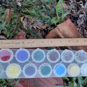 Seed beads in case multi color